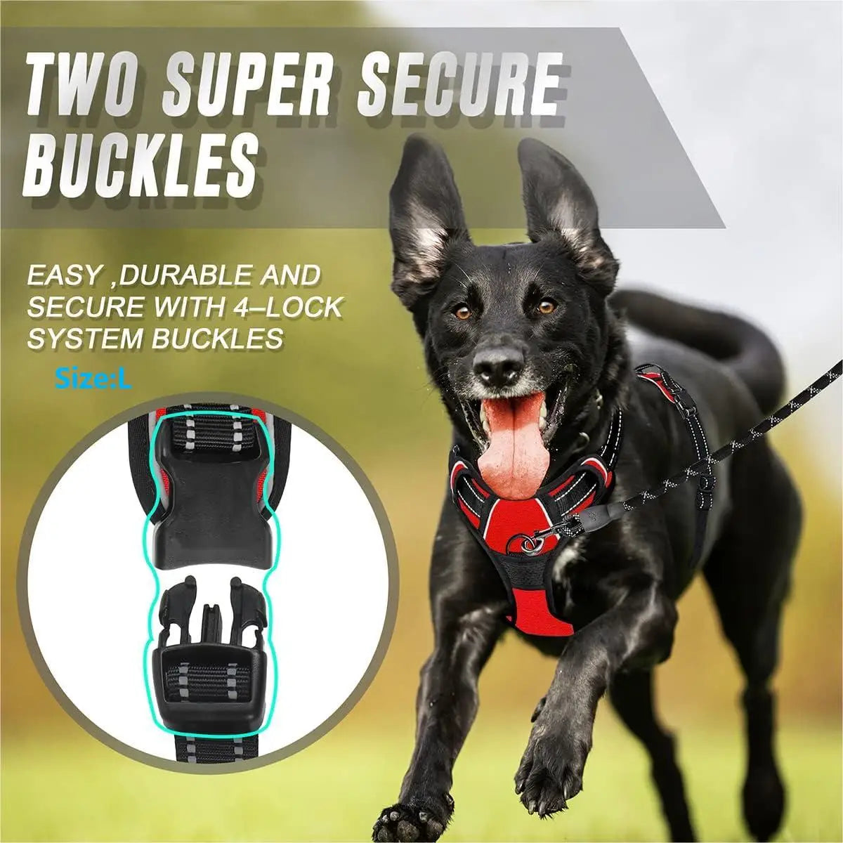 Adjustable No Pull Dog Harness Front Clip Reflective Comfortable Handle for Medium to Large Dogs Walking