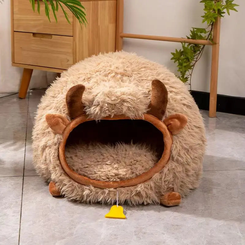 New cat bed yak-shaped bed winter-warm semi-enclosed cat house dog all-season cat pet beds