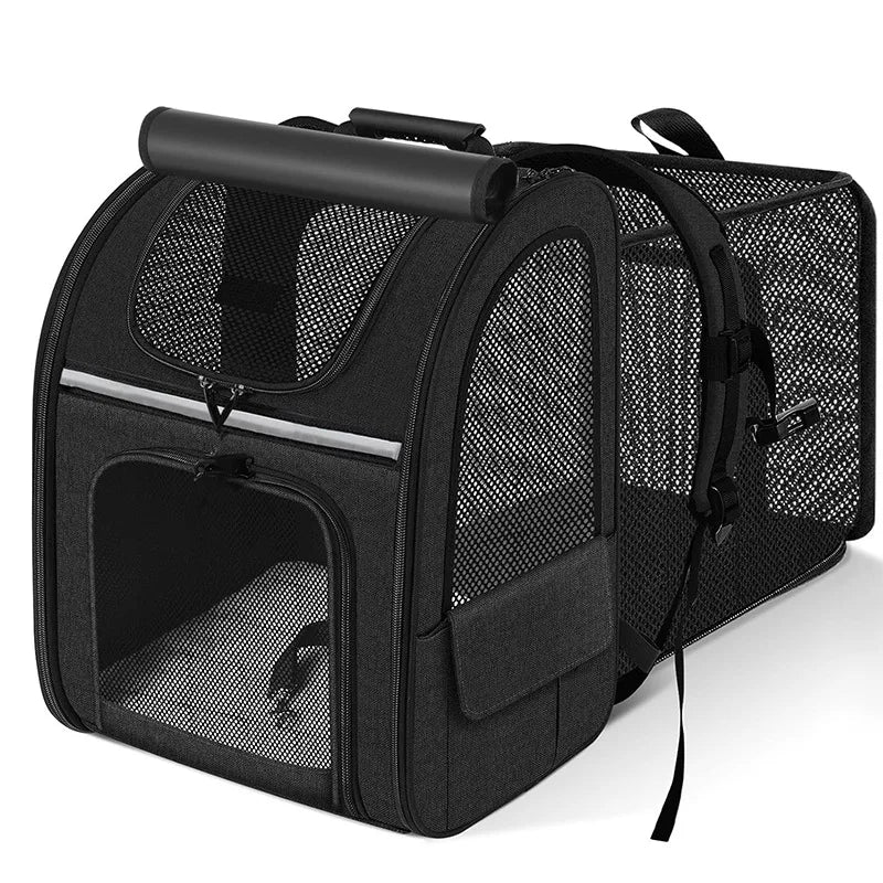 Expandable Pet Carrier Backpack, Breathable Large Capacity Travel Bag, Outdoor Hiking Backpack for Cats and Small Dogs