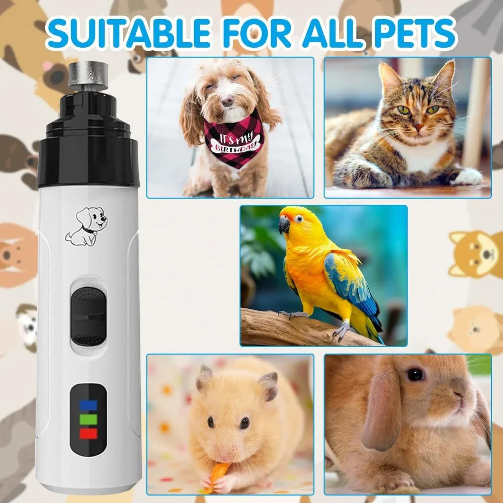 Pet Dog Cat Nail Grinders USB Charging Rechargeable Pet Nail Clippers LED Quiet Electric Pet Paws Nail Grooming Trimmer Tools