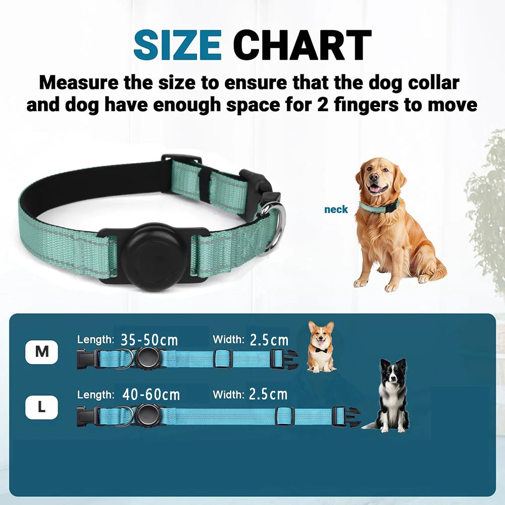 Reflective Dog Collar Adjustable Comfortable Pet Collars with Buckle for Medium Dogs AirTag Dog Collar