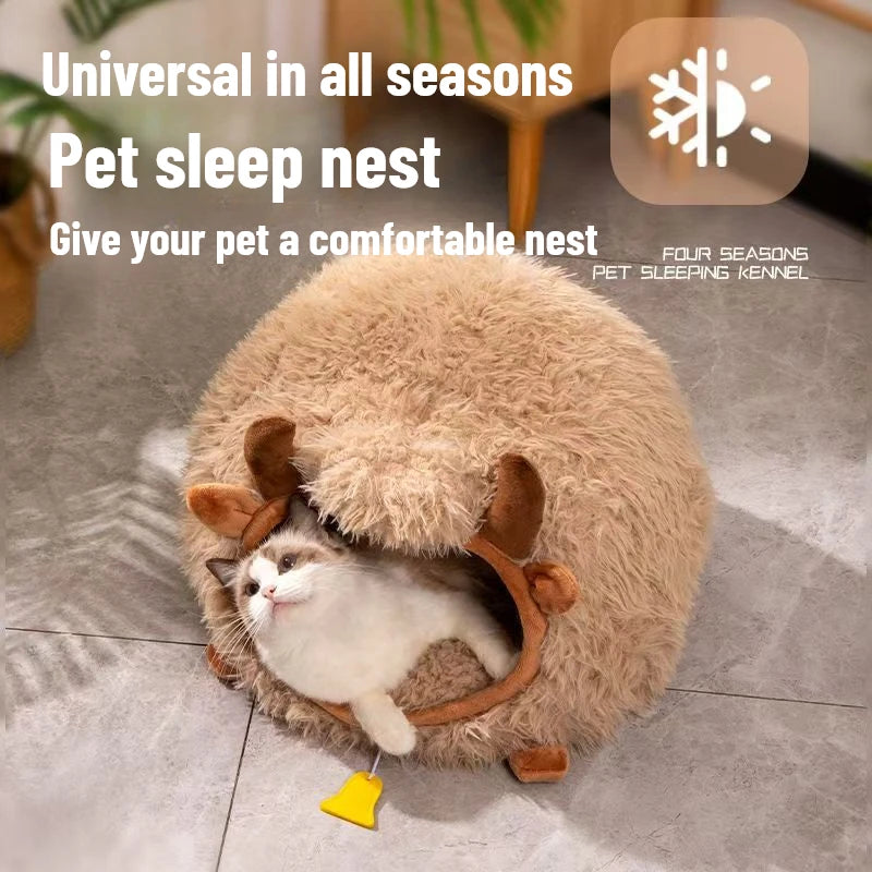 New cat bed yak-shaped bed winter-warm semi-enclosed cat house dog all-season cat pet beds
