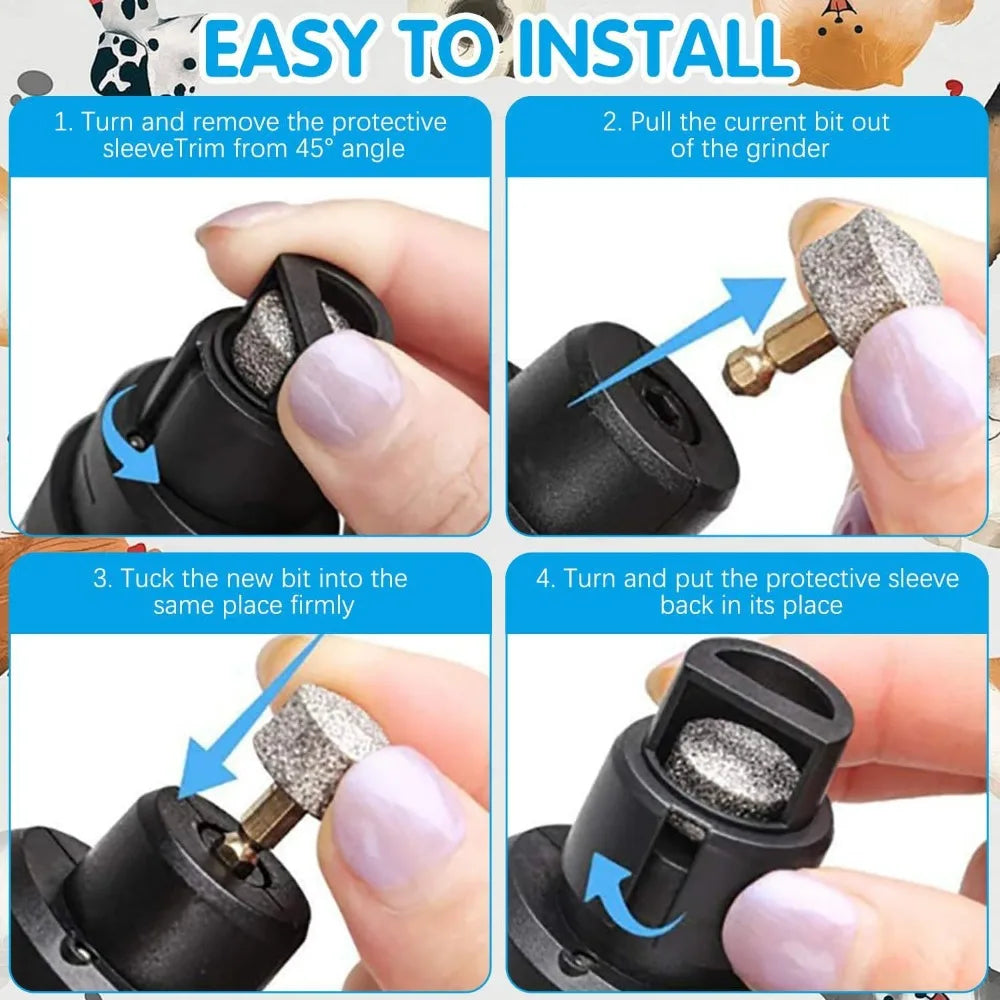 Pet Dog Cat Nail Grinders USB Charging Rechargeable Pet Nail Clippers LED Quiet Electric Pet Paws Nail Grooming Trimmer Tools