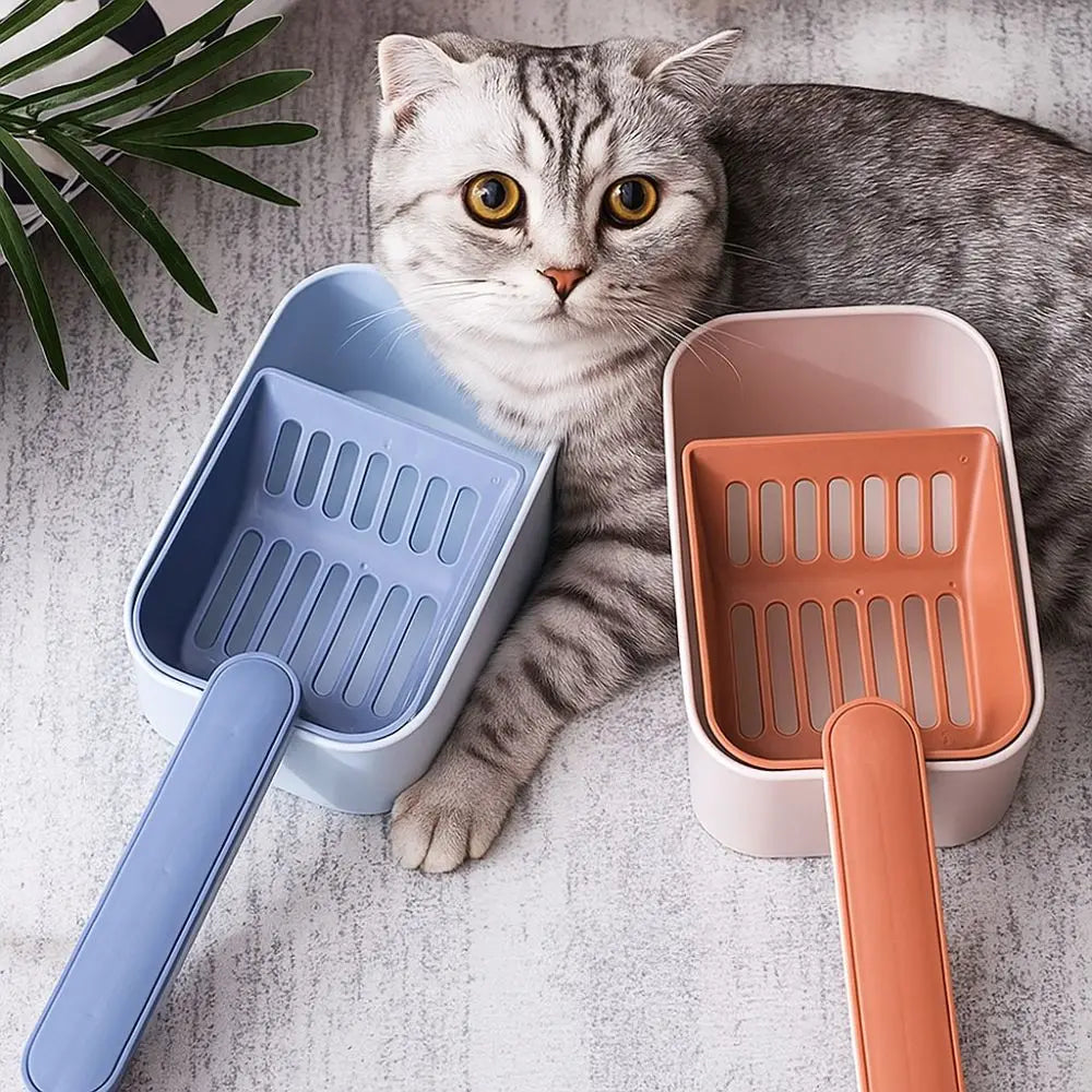Large Capacity Cat Litter Scoop Fine Sifting with Storage Box Pet Poop Shovel Plastic Pets Litter Shovel Pet Supplies