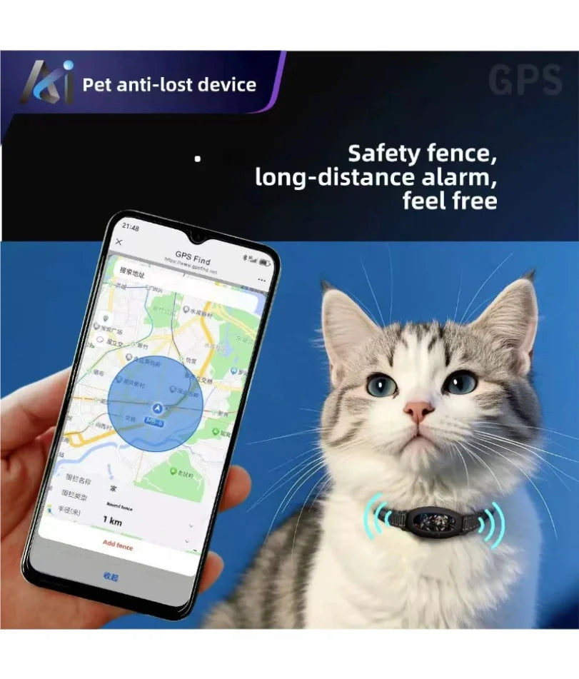 Real-Time GPS Pet Tracker Collar, Geo-Fence Anti-Lost Device, IP67 Waterproof 30 Days Battery for Dogs/Cats
