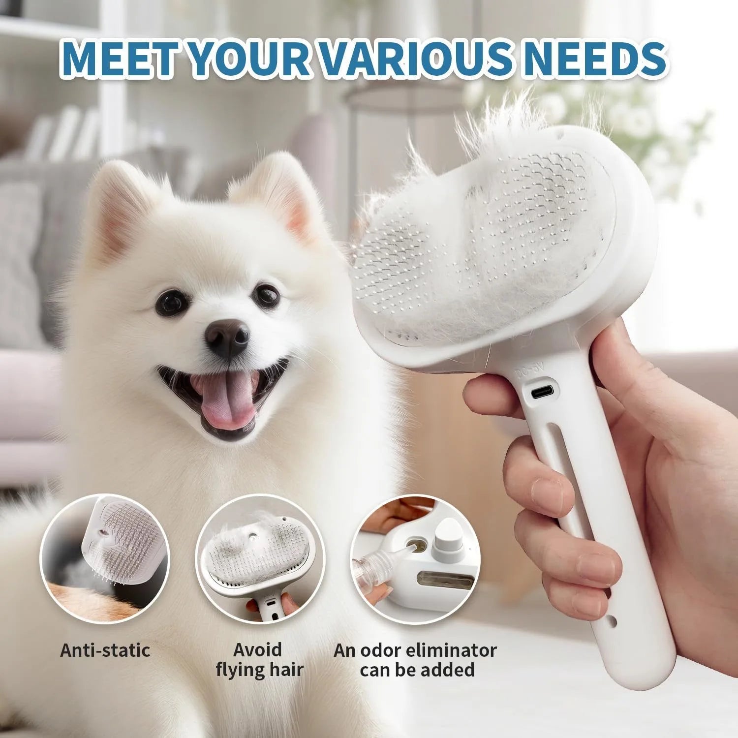 Steam Spray Dog Grooming Brush Unique Steam Brush For Dogs Luxury Grooming Brush Dog Steam Brush Cat Hair Removal Brush