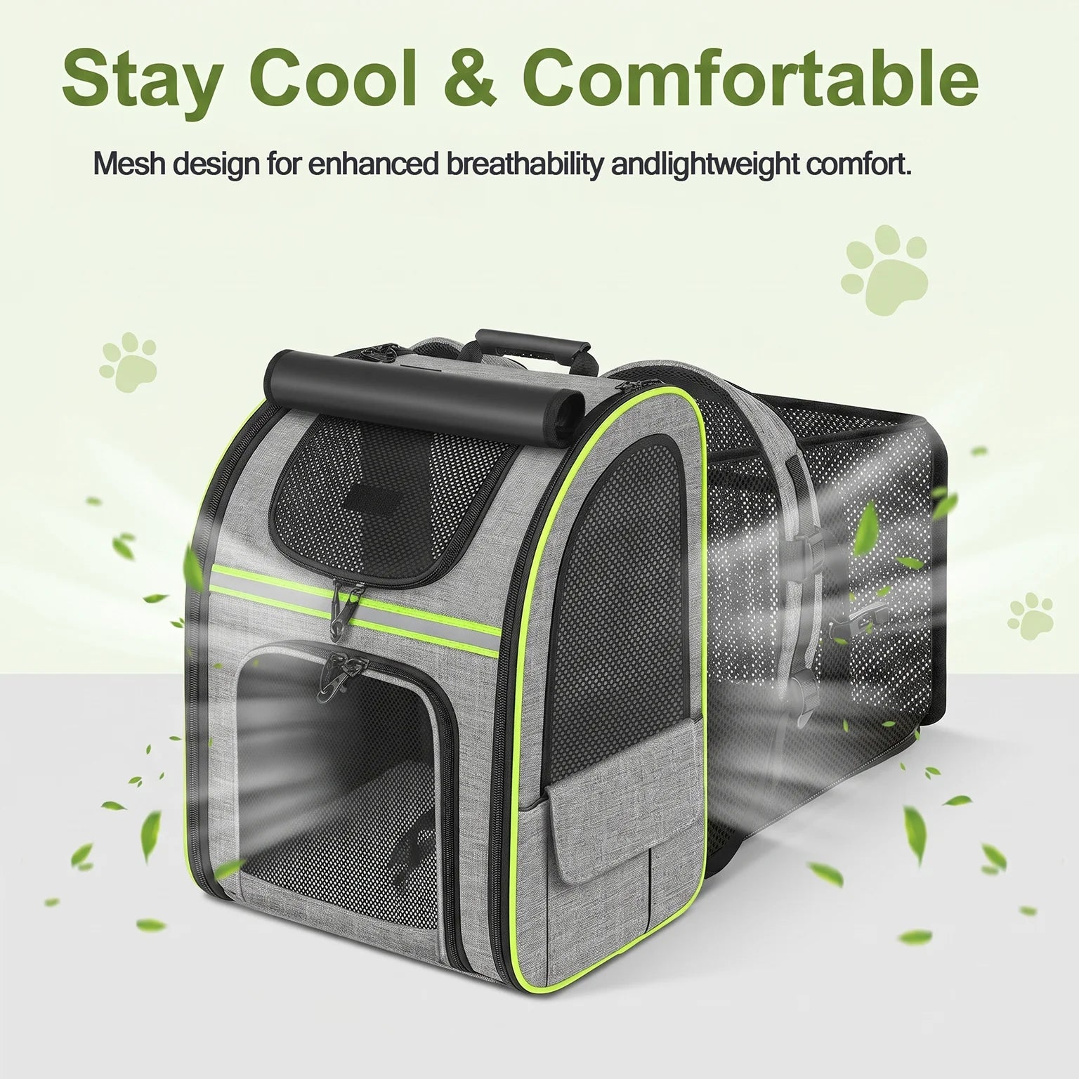 Expandable Pet Carrier Backpack, Breathable Large Capacity Travel Bag, Outdoor Hiking Backpack for Cats and Small Dogs