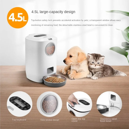Pet Intelligent Feeder With Timed And Quantitative Feeding Large Capacity Recording Automatic Feeding For Pets 2026 DropShipping