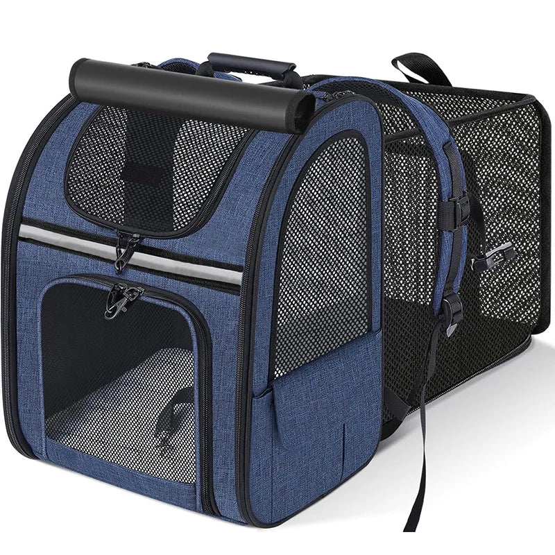 Expandable Pet Carrier Backpack, Breathable Large Capacity Travel Bag, Outdoor Hiking Backpack for Cats and Small Dogs