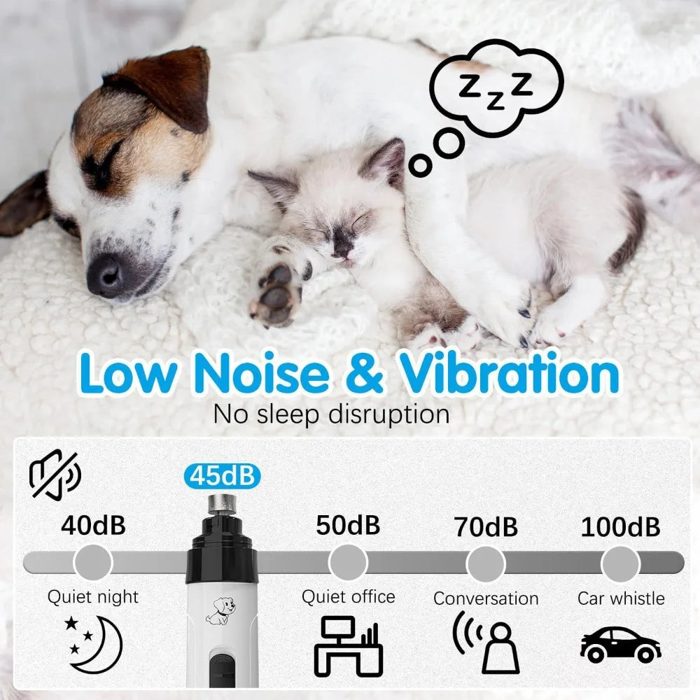 Pet Dog Cat Nail Grinders USB Charging Rechargeable Pet Nail Clippers LED Quiet Electric Pet Paws Nail Grooming Trimmer Tools