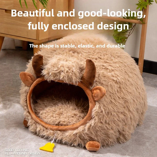 New cat bed yak-shaped bed winter-warm semi-enclosed cat house dog all-season cat pet beds