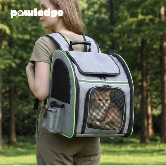 Expandable Pet Carrier Backpack, Breathable Large Capacity Travel Bag, Outdoor Hiking Backpack for Cats and Small Dogs