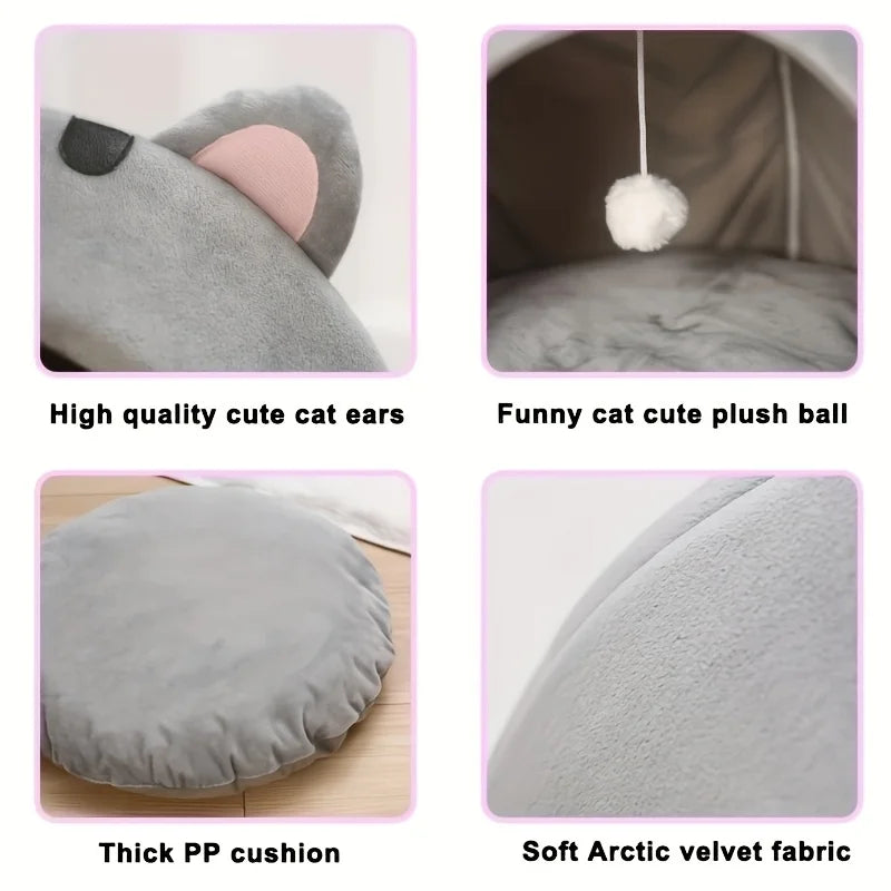 Cartoon Cat Bed Sleeping Dog Basket Tent Puppy Cave Sofa Pet Bed Small and Medium Cats House Cozy Kitten Cave Cushion