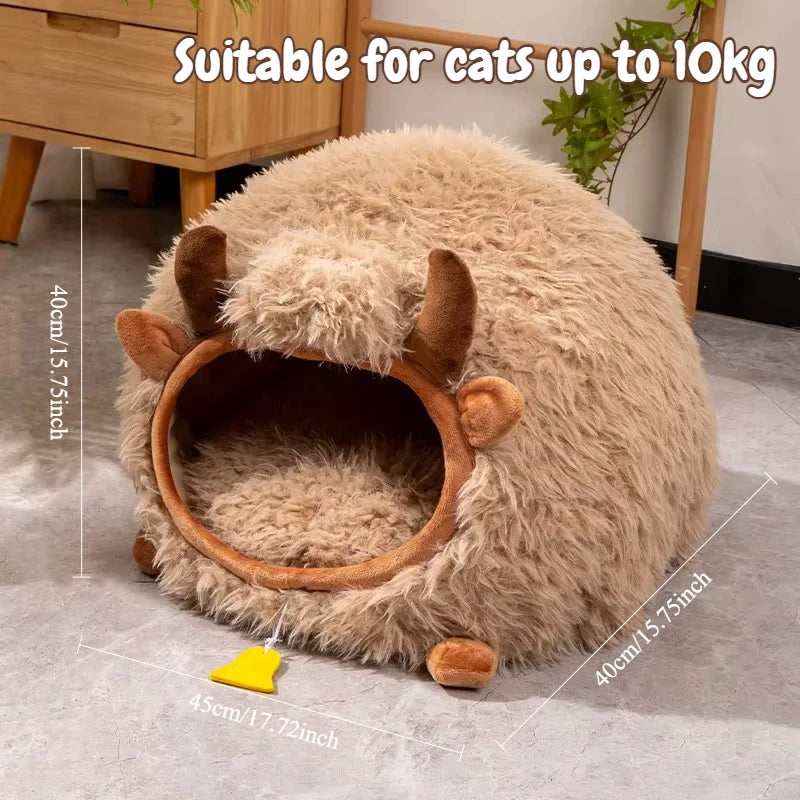 New cat bed yak-shaped bed winter-warm semi-enclosed cat house dog all-season cat pet beds