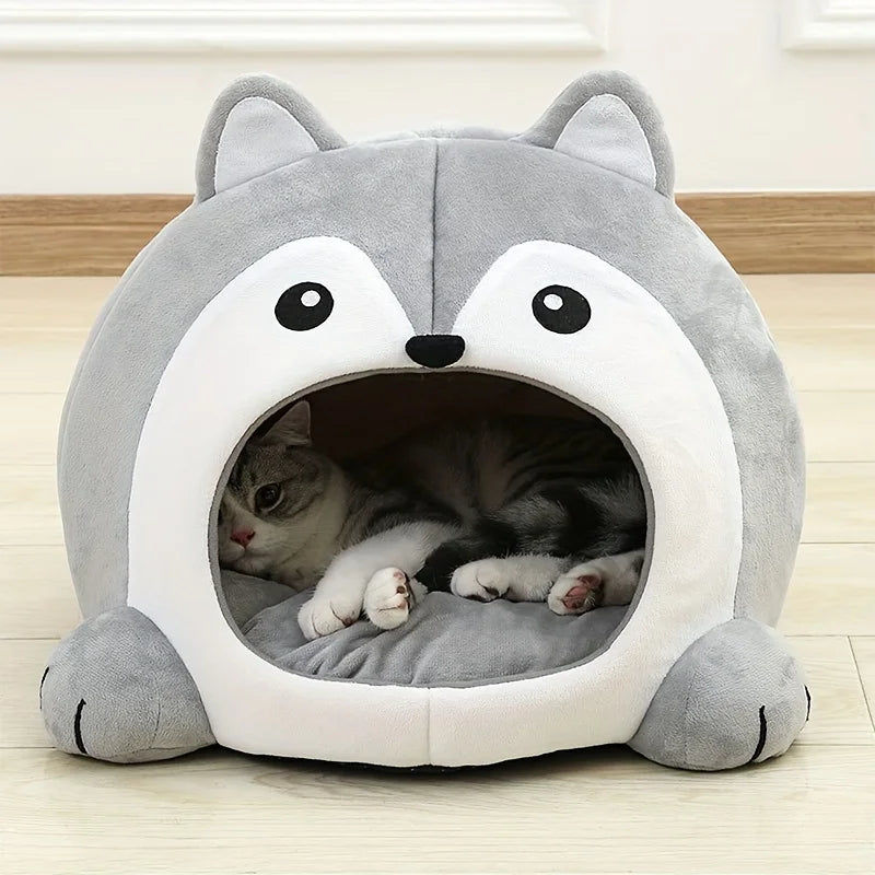 Cartoon Cat Bed Sleeping Dog Basket Tent Puppy Cave Sofa Pet Bed Small and Medium Cats House Cozy Kitten Cave Cushion
