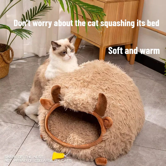 New cat bed yak-shaped bed winter-warm semi-enclosed cat house dog all-season cat pet beds