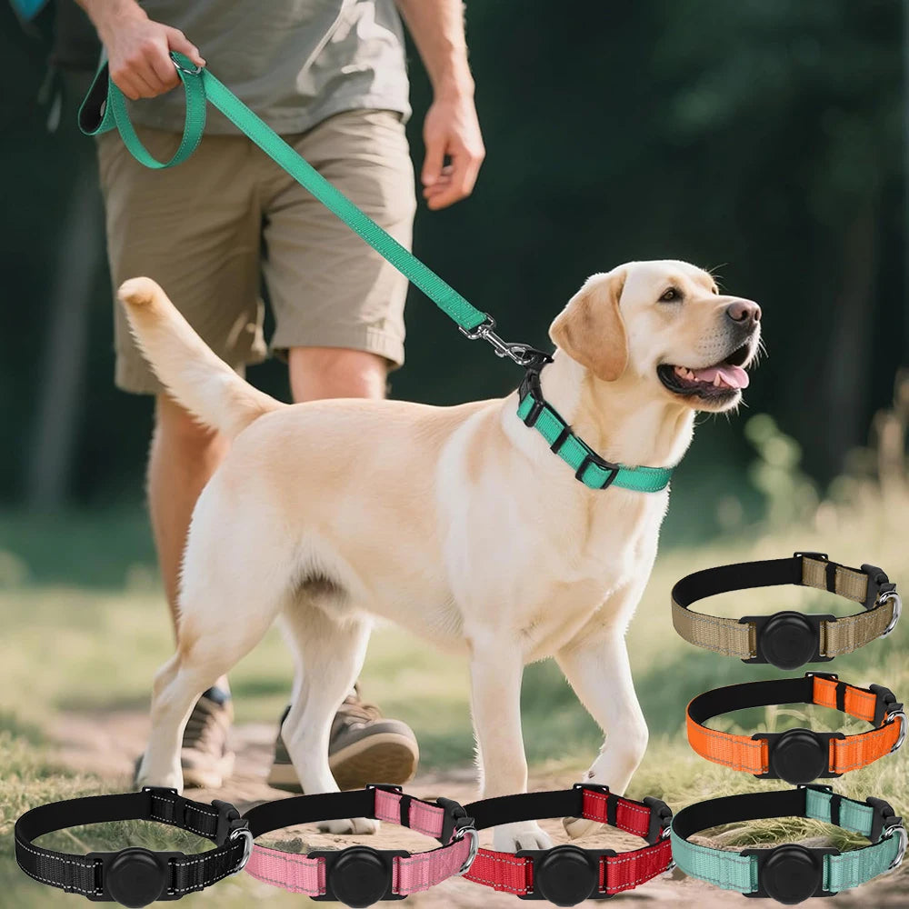 Reflective Dog Collar Adjustable Comfortable Pet Collars with Buckle for Medium Dogs AirTag Dog Collar