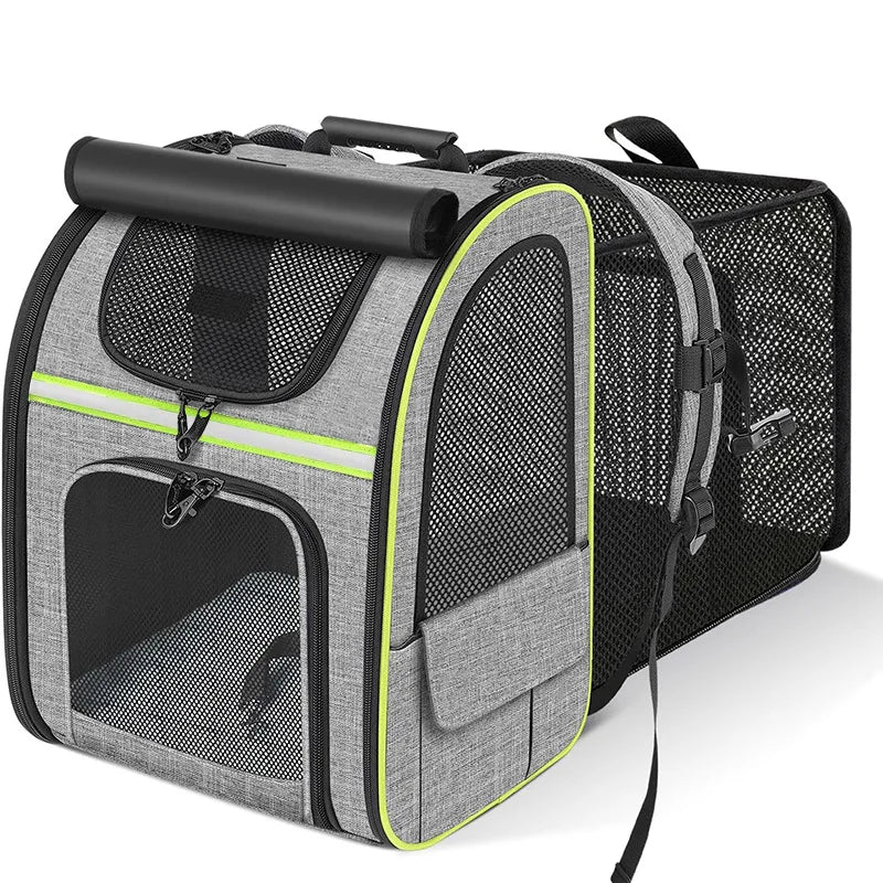 Expandable Pet Carrier Backpack, Breathable Large Capacity Travel Bag, Outdoor Hiking Backpack for Cats and Small Dogs