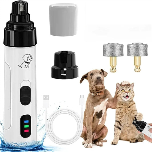 Pet Dog Cat Nail Grinders USB Charging Rechargeable Pet Nail Clippers LED Quiet Electric Pet Paws Nail Grooming Trimmer Tools