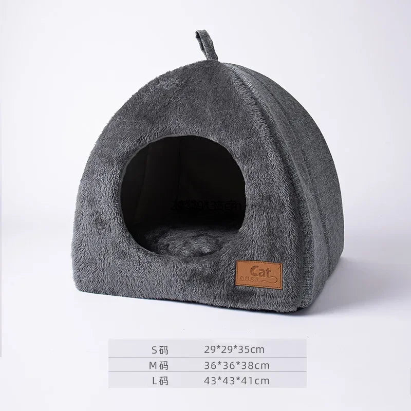 Winter Warm Cat's House Thichen Kitten Sleep Mattress Little Medium Triangle Pet Beds for Dogs for All Season Universal