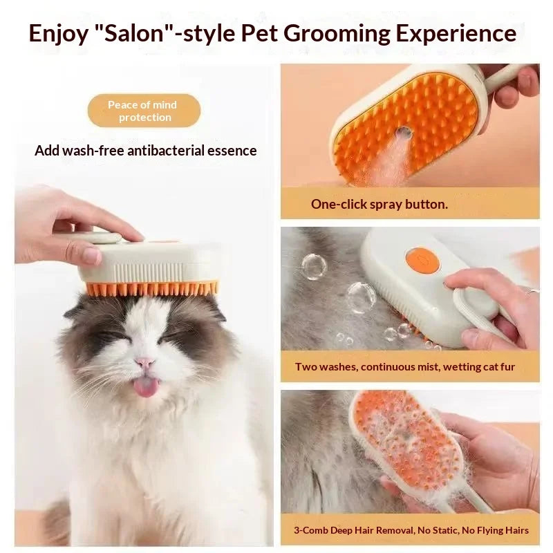 Steam Brush Cat Brush Cats Vaporizer Pet Hair Brush Remover Pets Cleaning Steamy Spray Massage Comb 3in1 Grooming Supplies