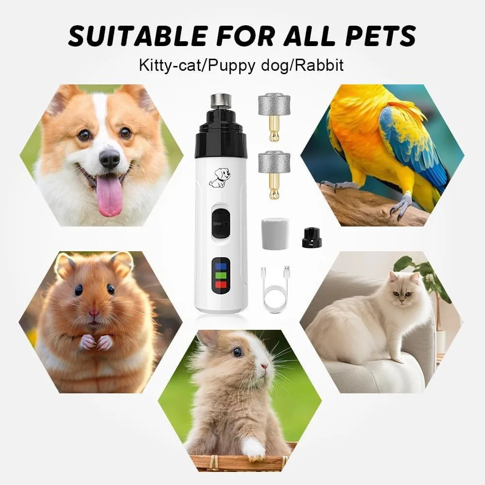 Pet Dog Cat Nail Grinders USB Charging Rechargeable Pet Nail Clippers LED Quiet Electric Pet Paws Nail Grooming Trimmer Tools