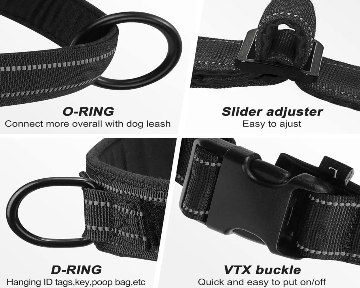 Tactical No-Pull Dog Harness for Dogs: Chew-Resistant Vest for Large Breeds, Adjustable & Padded for Control