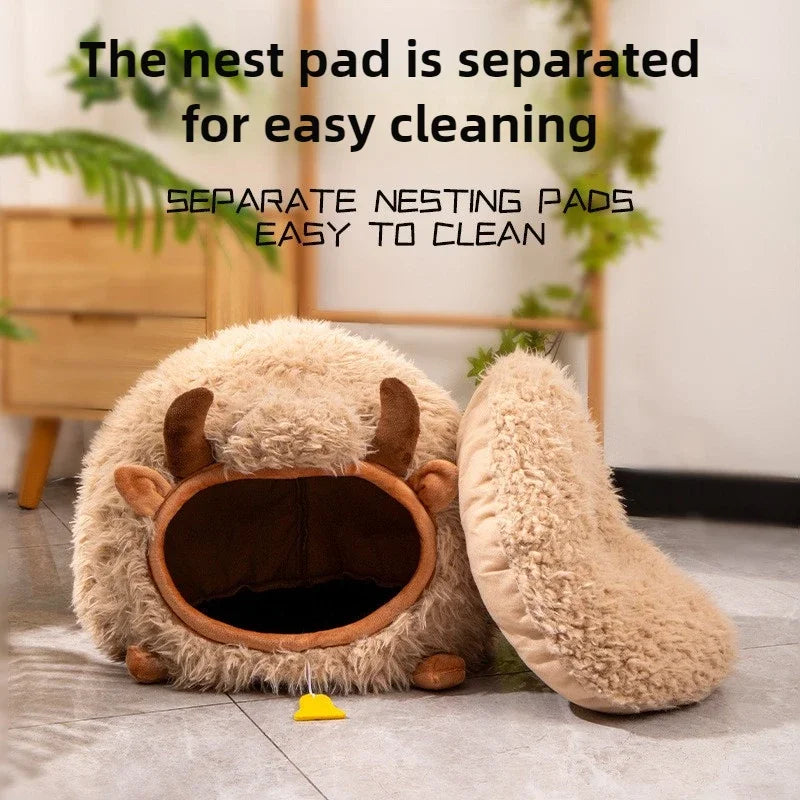 New cat bed yak-shaped bed winter-warm semi-enclosed cat house dog all-season cat pet beds