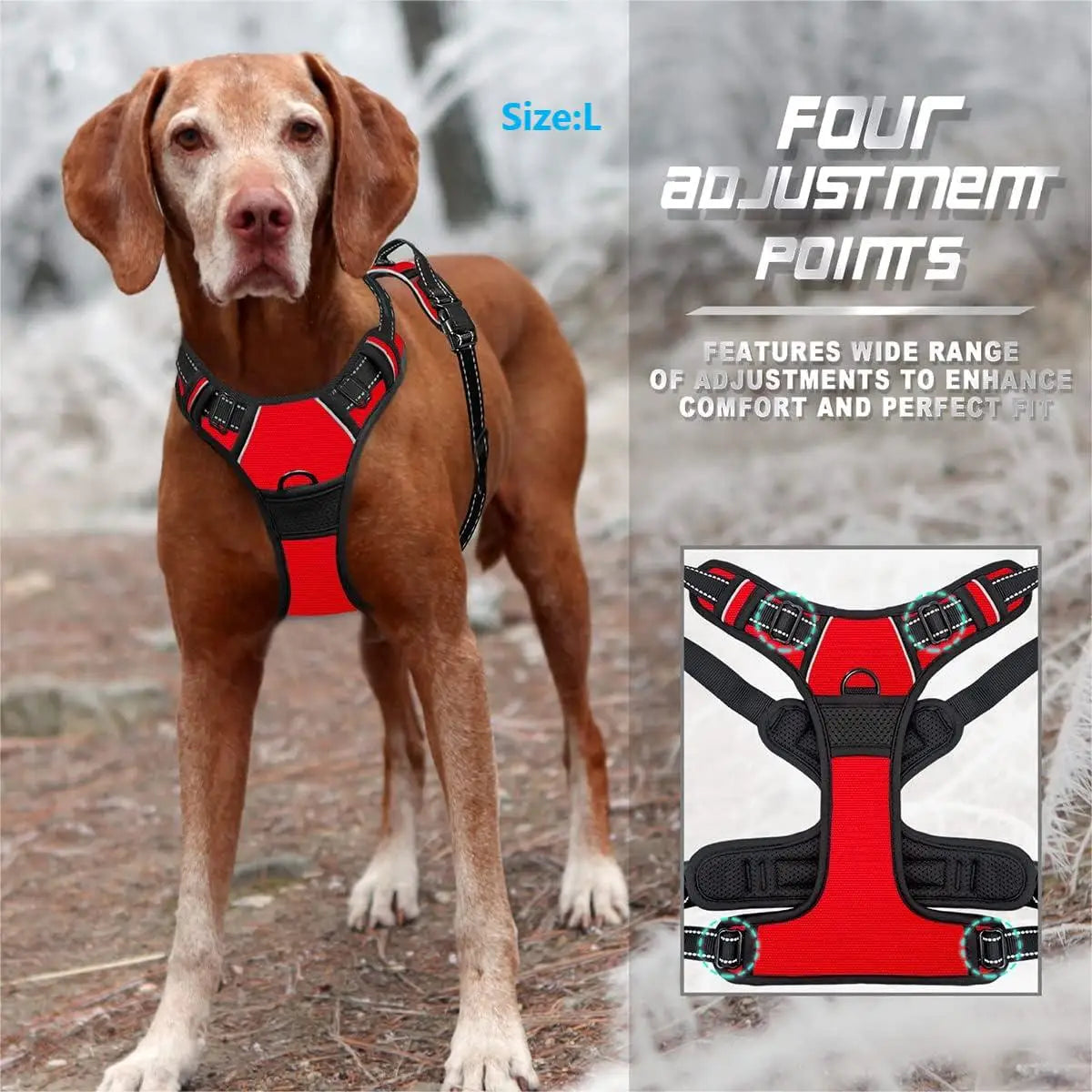 Adjustable No Pull Dog Harness Front Clip Reflective Comfortable Handle for Medium to Large Dogs Walking