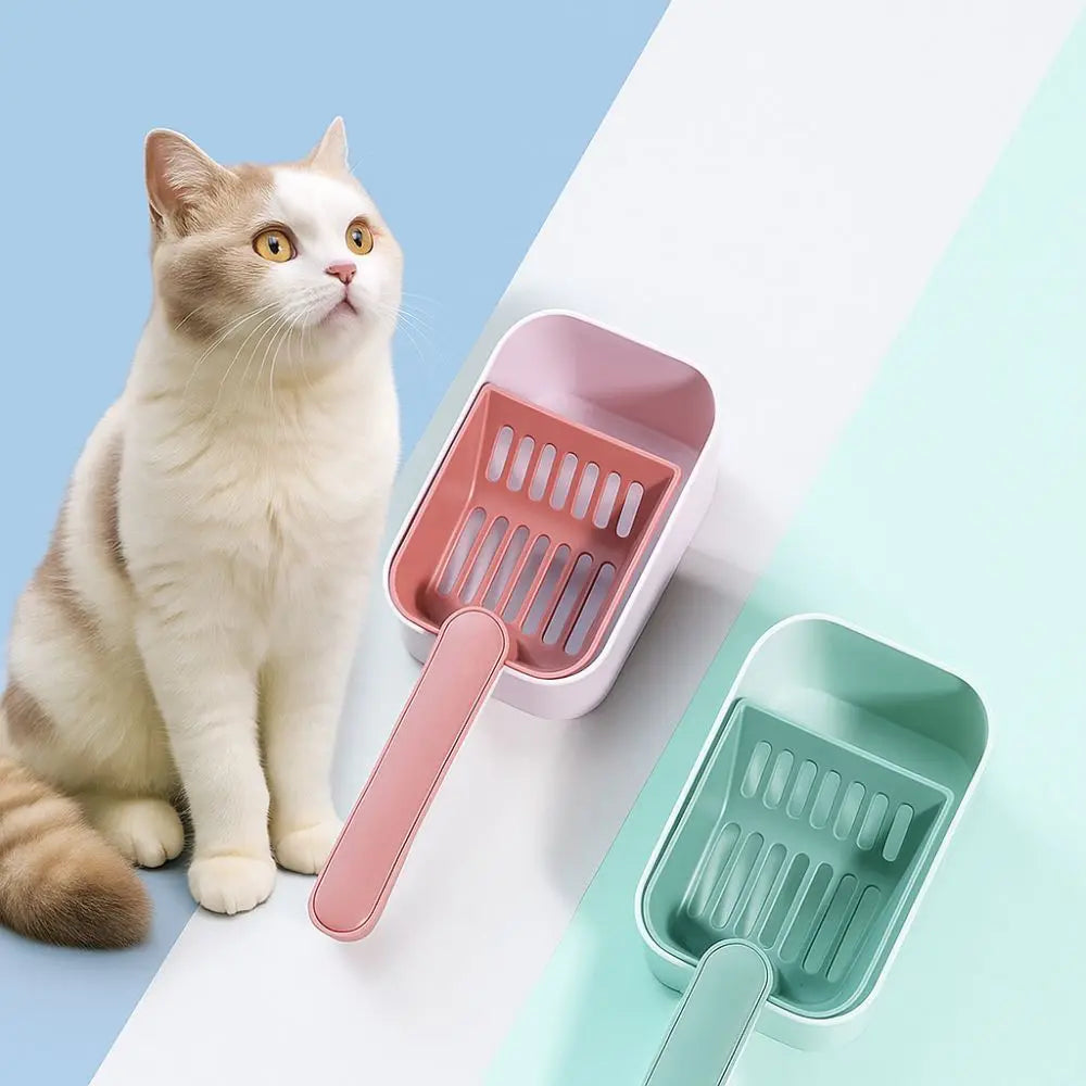 Large Capacity Cat Litter Scoop Fine Sifting with Storage Box Pet Poop Shovel Plastic Pets Litter Shovel Pet Supplies